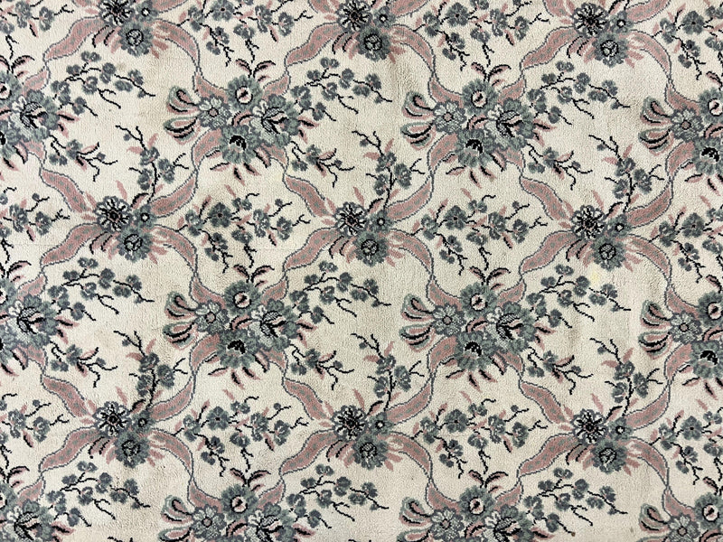 Belgium Power Loomed Rug 8x11, Ivory and Green, Wool Carpet, Floral by Jewel Rugs