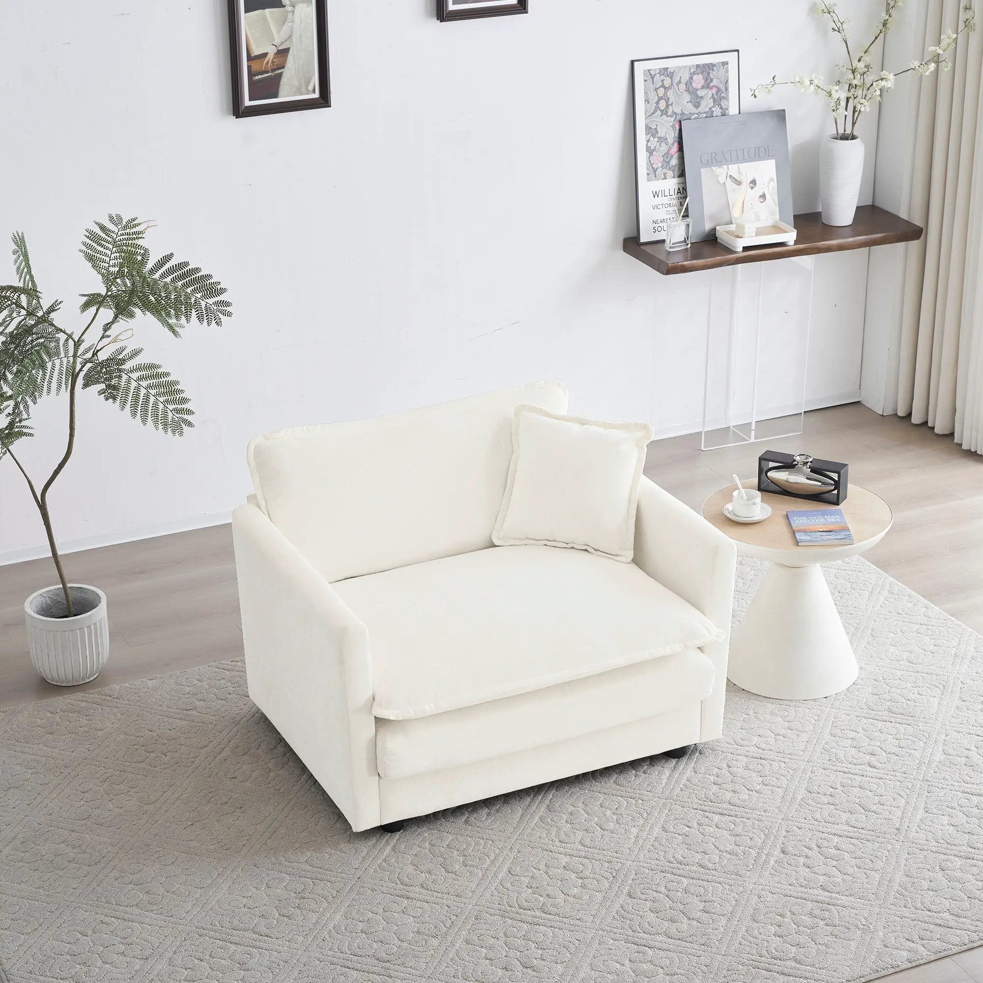 Comfy Deep Single Seat Sofa Upholstered Reading Armchair by HouseOfZazla