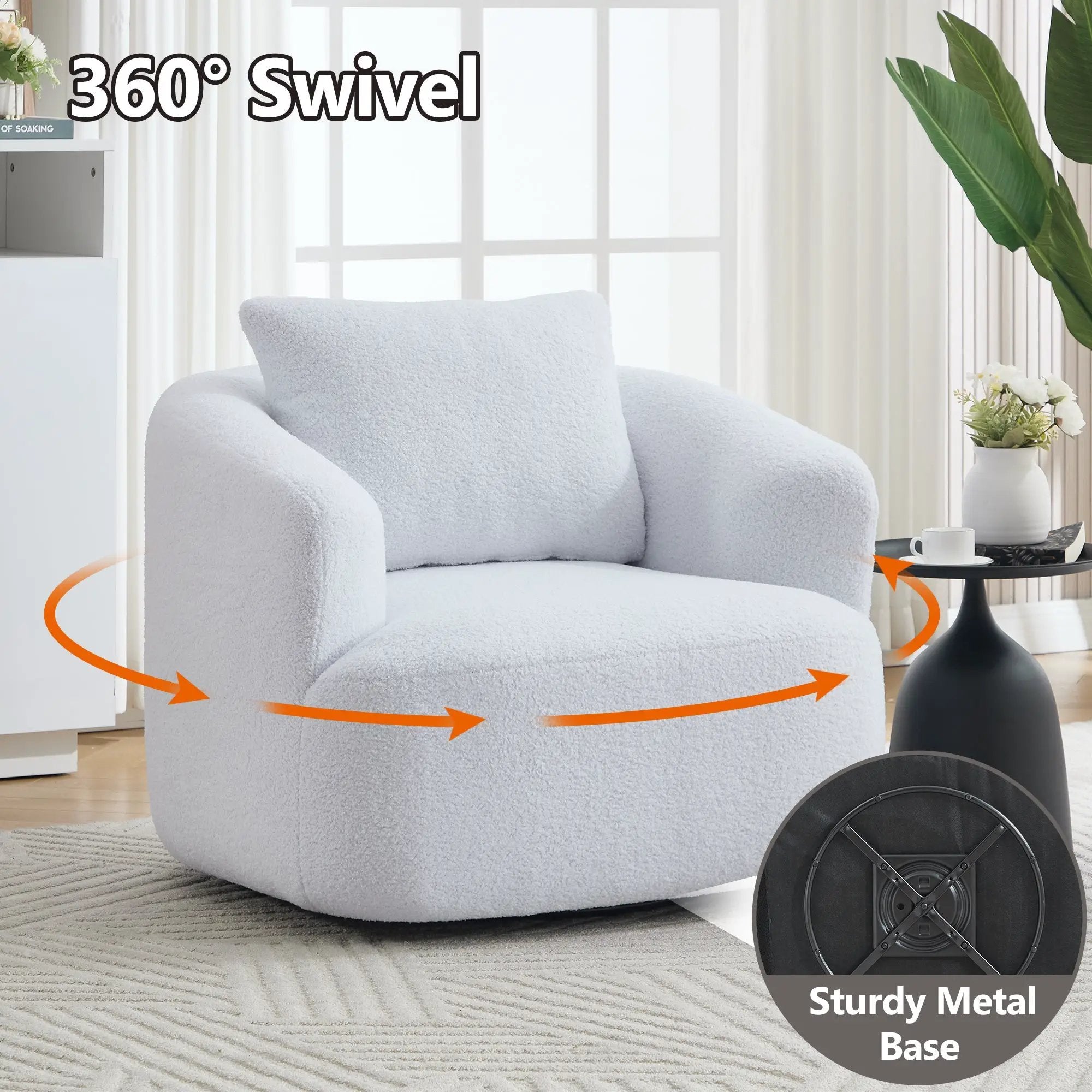 360° Swivel Round Upholstered Comfy Chair by HouseOfZazla