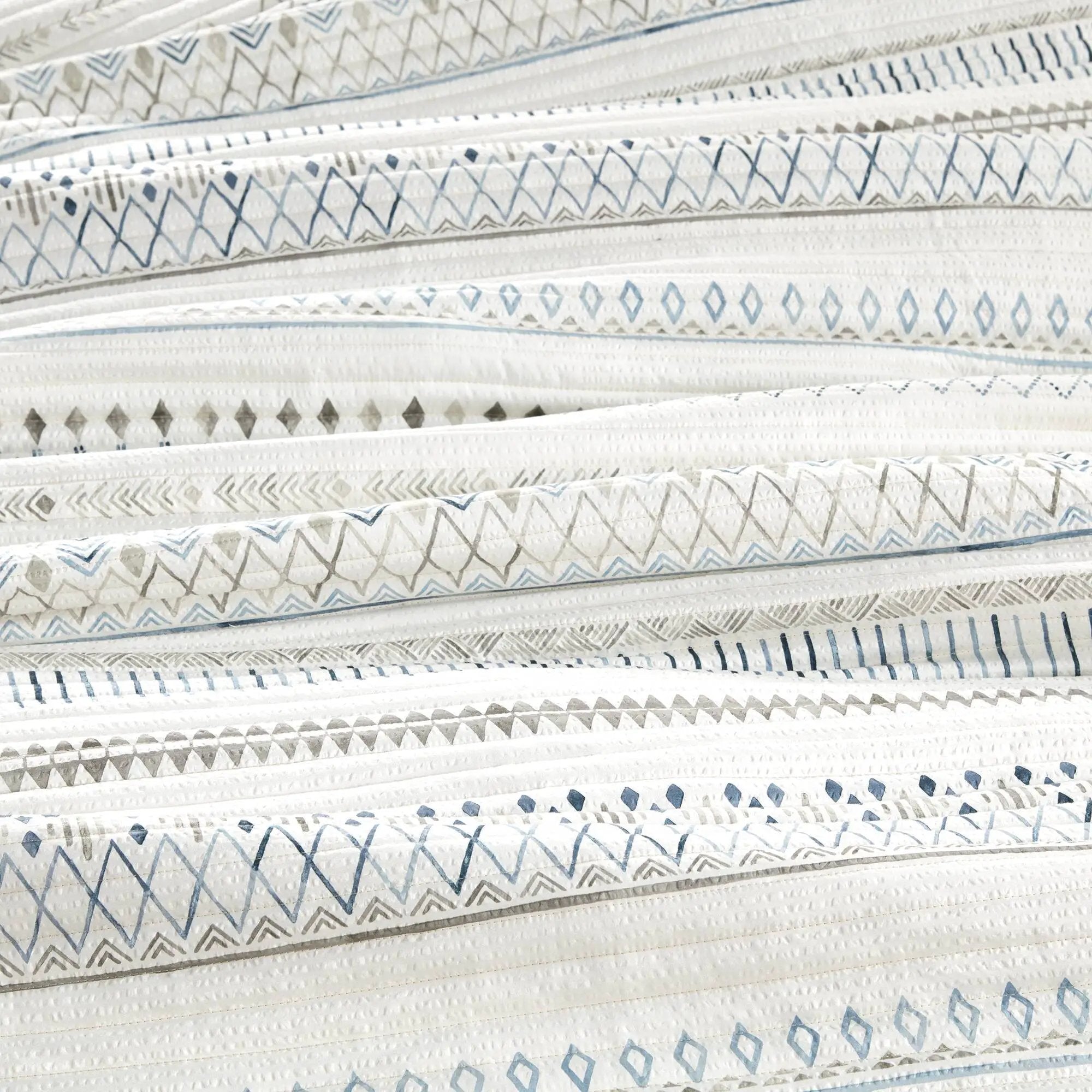 3 Piece Seersucker Quilt Set Taupe Blue King Cal King by HouseOfZazla