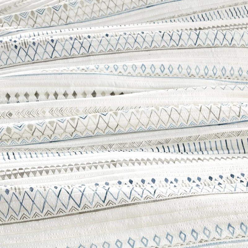 3 Piece Seersucker Quilt Set Taupe Blue King Cal King by HouseOfZazla