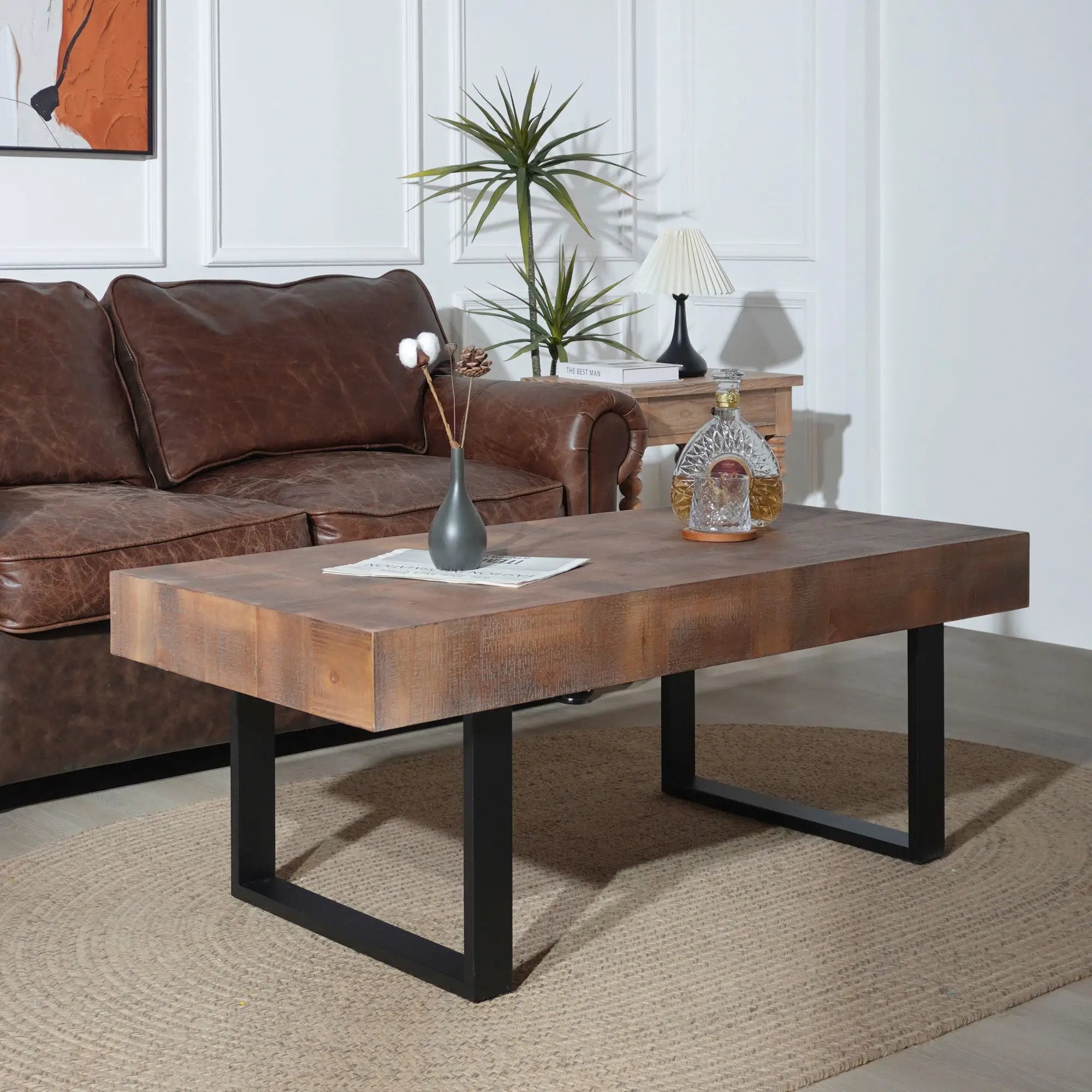 Rectangular Coffee Table With U-Shaped Legs Living Room - Multi by Unique Piece Furniture