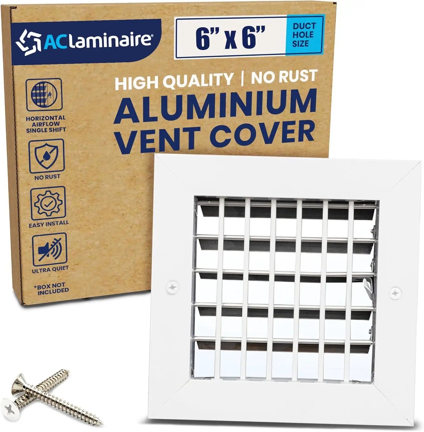 AC Register Vent Cover 6X6 inch - Adjustable Aluminum Grille by HouseOfZazla