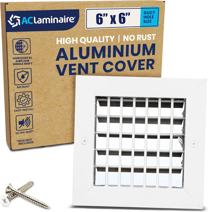 AC Register Vent Cover 6X6 inch - Adjustable Aluminum Grille by HouseOfZazla