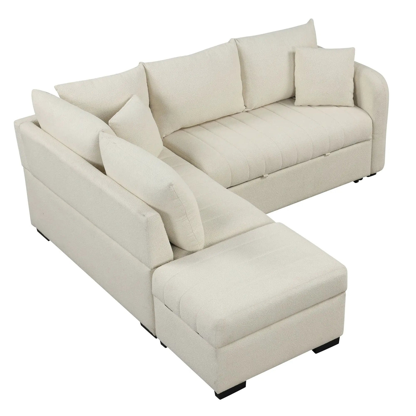 L-Shaped Sectional Pull Out Sofa Bed Sleeper Sofa With Two USB Ports, Two Power Sockets And A Movable Storage Ottoman by HouseOfZazla