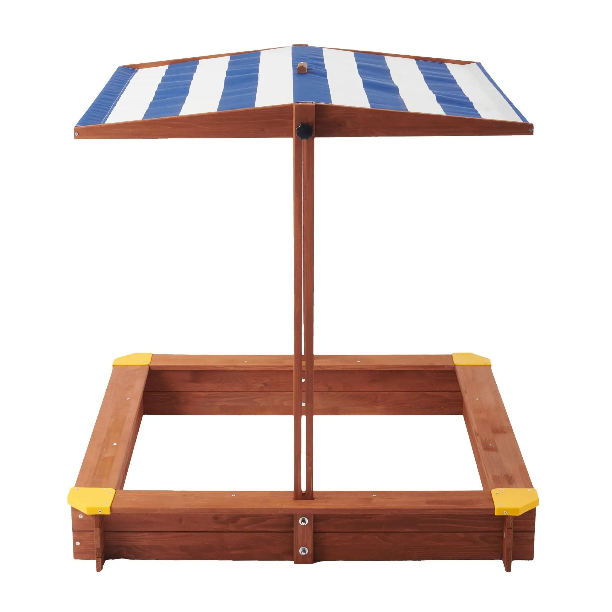 Kids Sandbox With Cover, Sand Box With Adjustable Canopy, Large Outdoor Cedar Sandpit For Backyard Play - Reddish Brown by HouseOfZazla