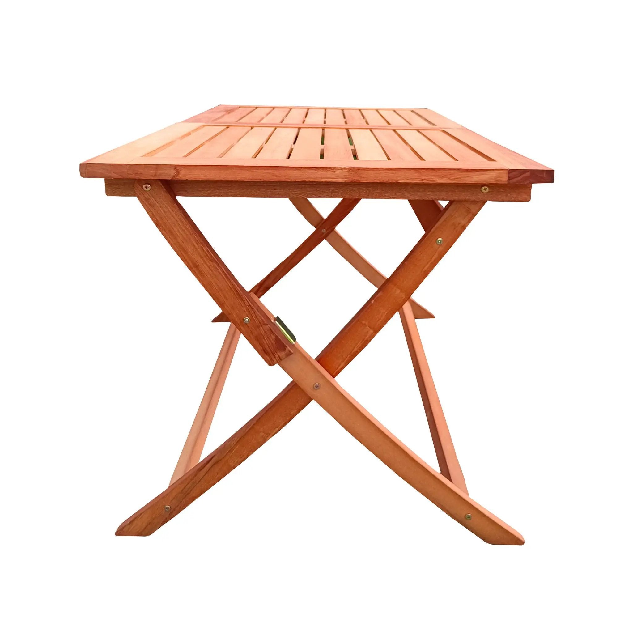 5 Piece Patio Dining Set, 4 Folding Chairs & 1 Dining Table, Indoor And Outdoor Universal - Teak by Unique Piece Furniture