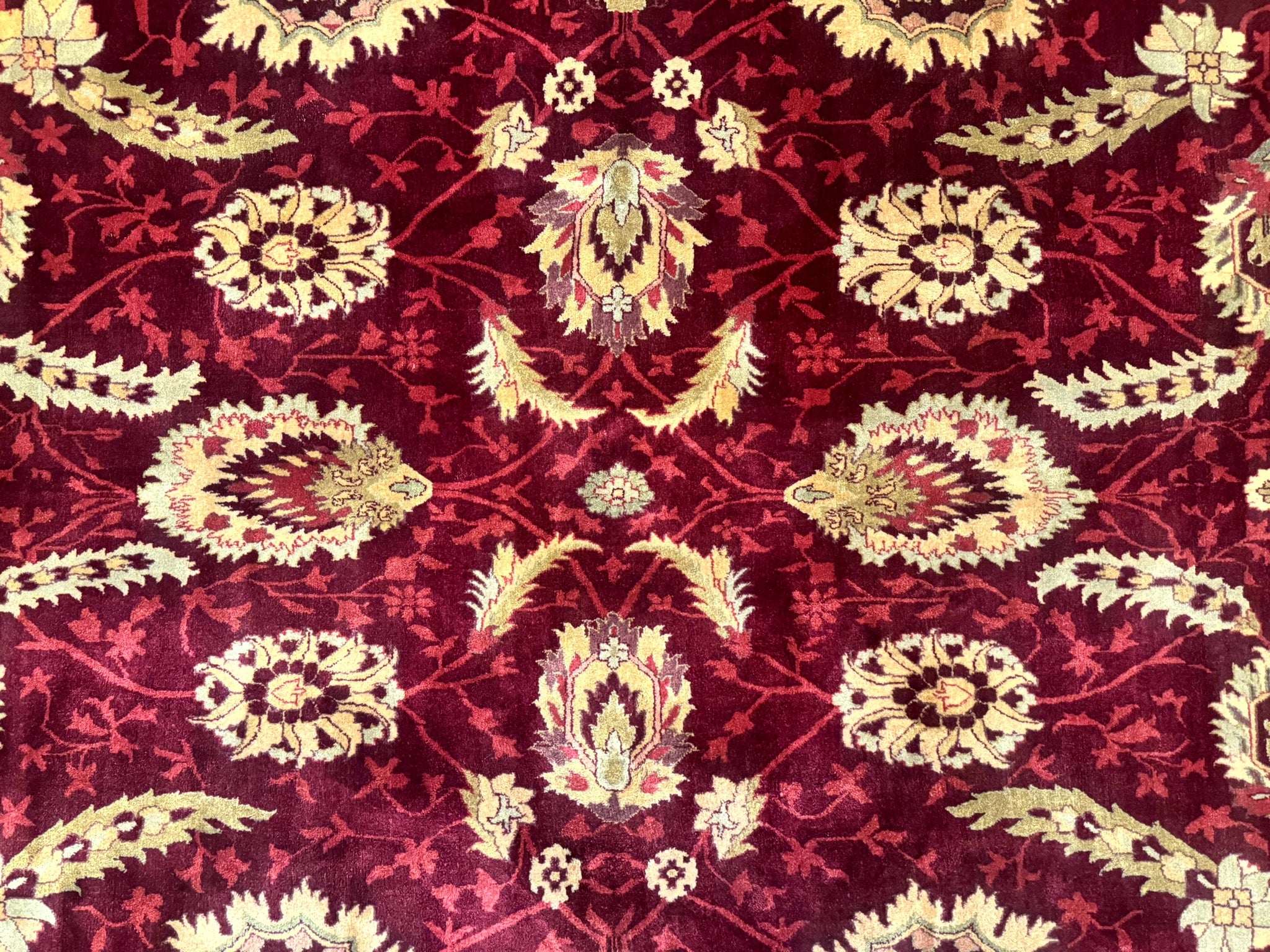 Indo Mahal Rug 9x12, Allover Pattern, Dark Red, Traditional Wool Area Rug by Jewel Rugs