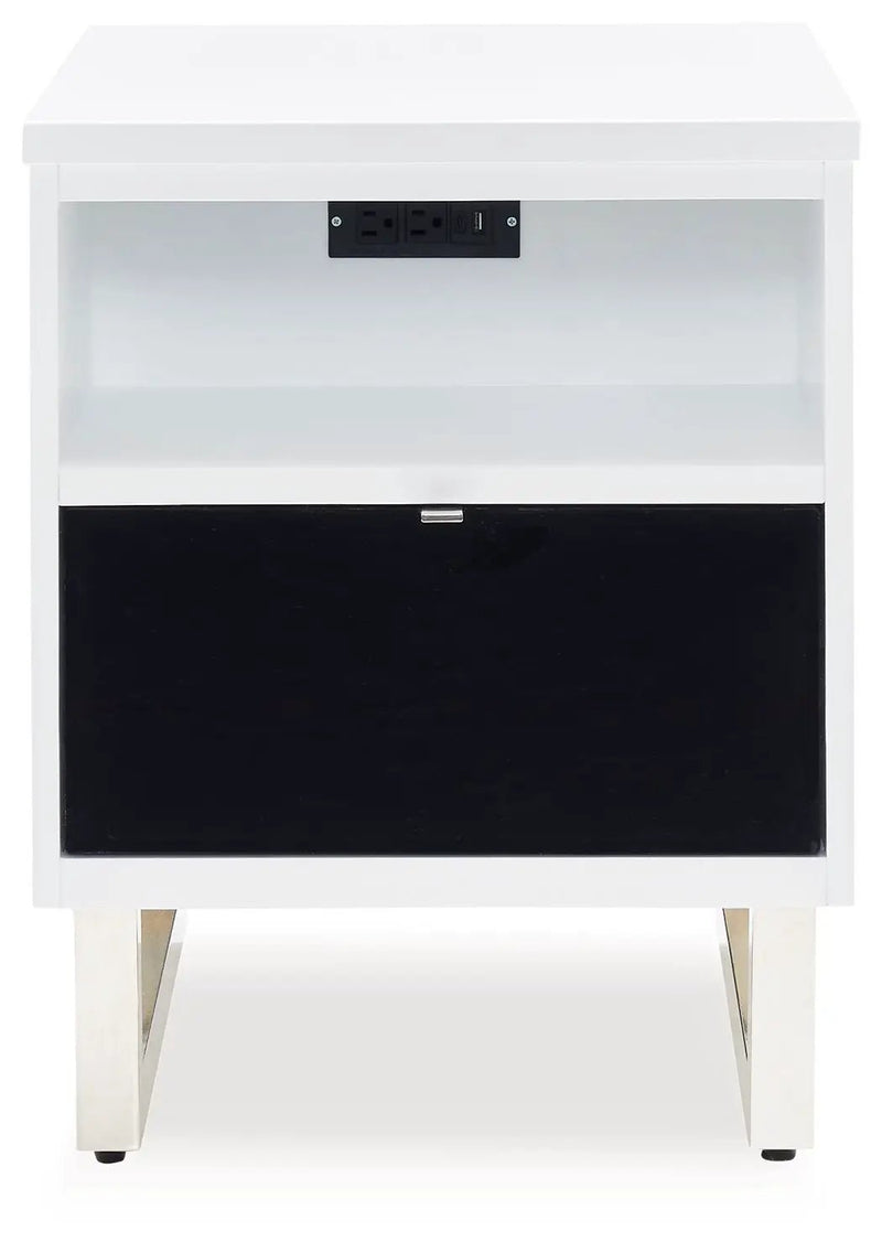Gardoni - Chair Side End Table - White / Black by Unique Piece Furniture