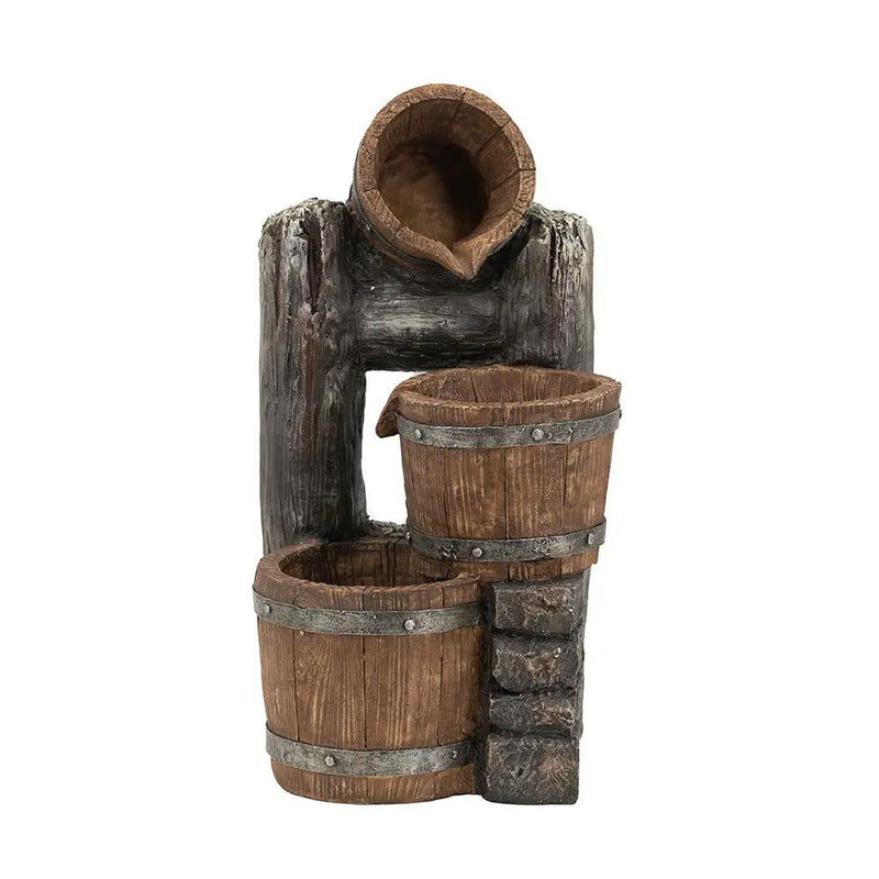 Decorative 3 Tier Bucket Fountain With Lights And Pump - Brown by Unique Piece Furniture