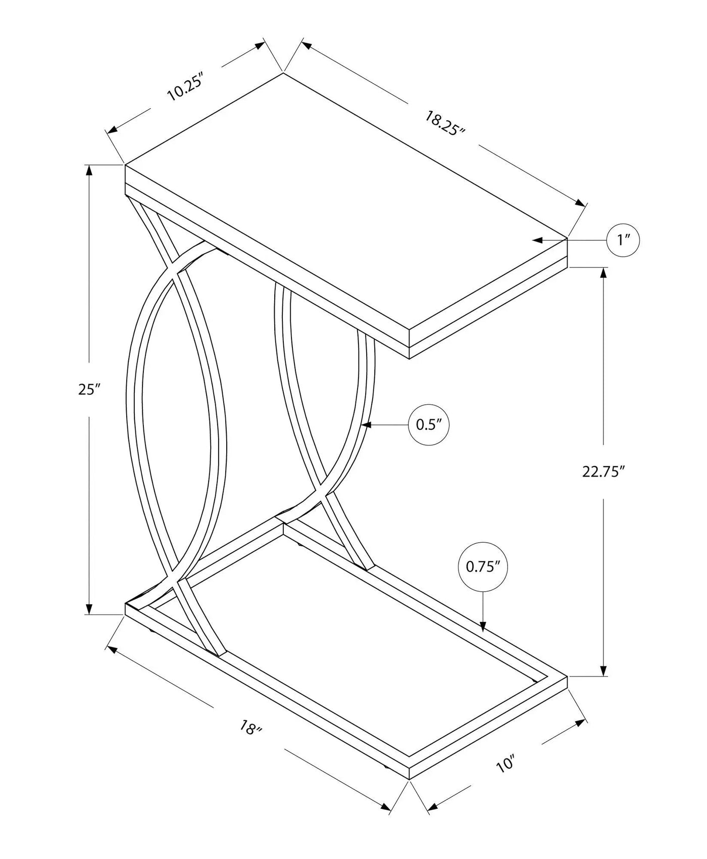 Accent Table, C-Shaped, Contemporary & Modern Design by HouseOfZazla