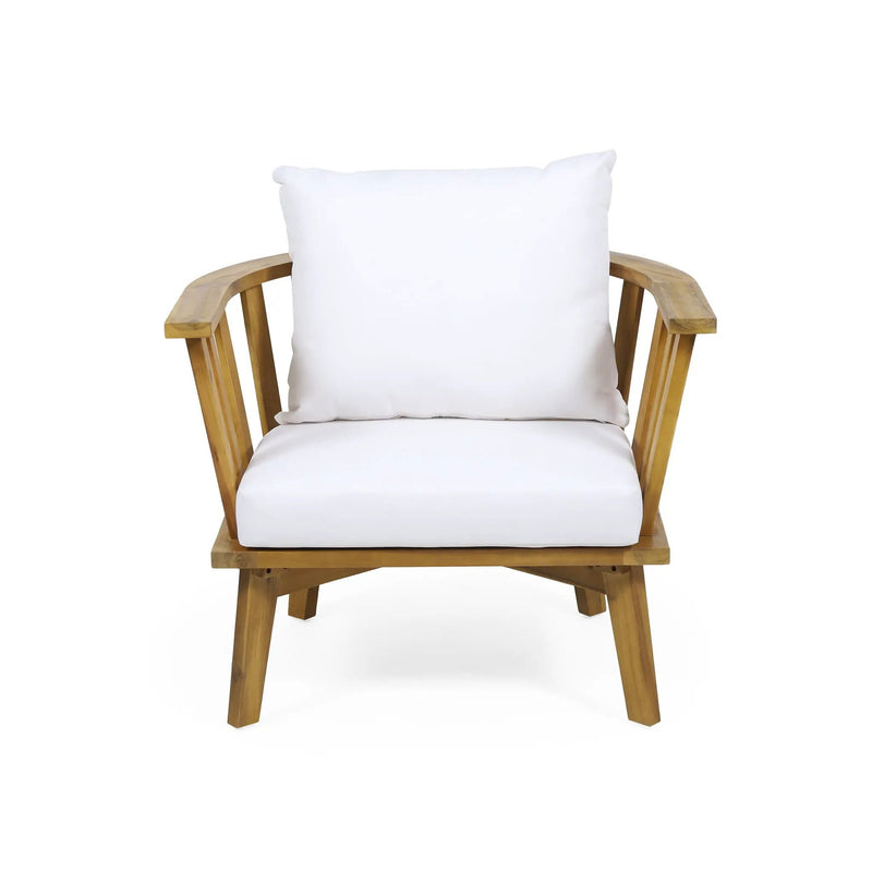 Outdoor Club Chair with Curved Backrest and Frame - White by HouseOfZazla