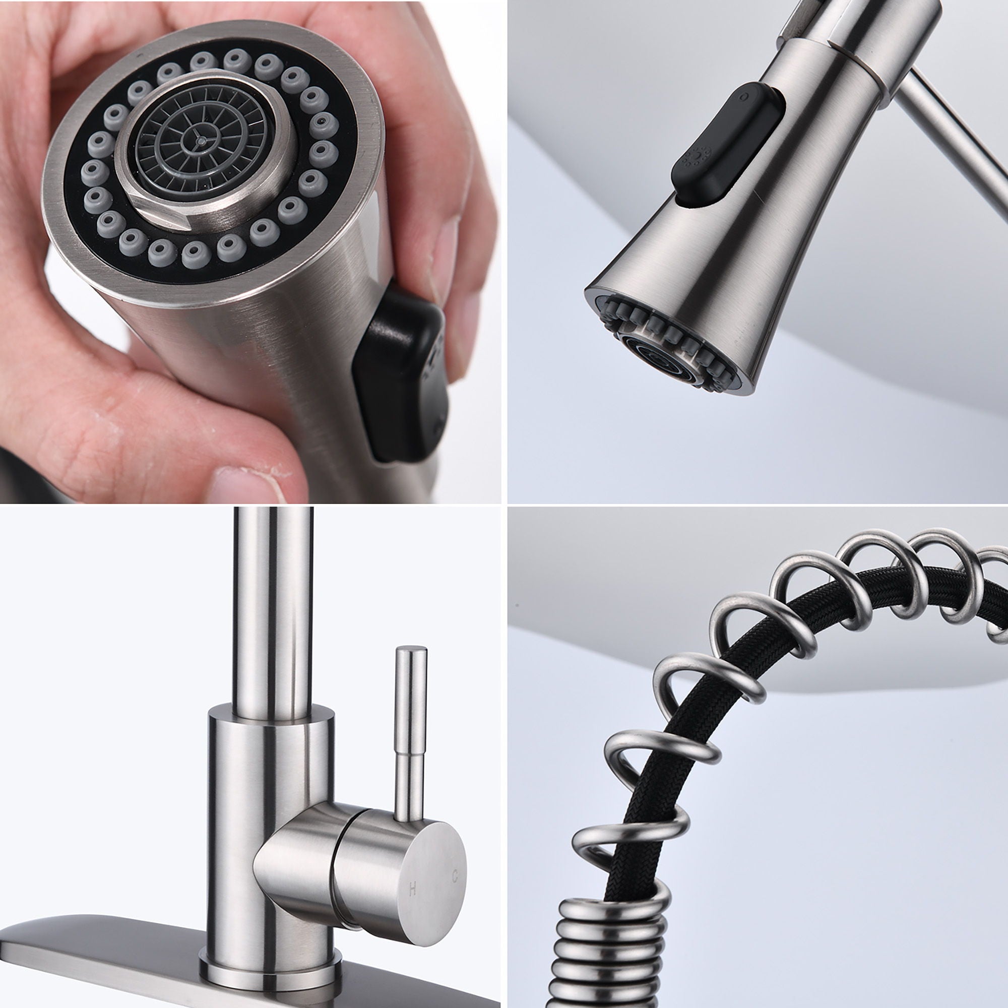 Modern Single Handle Spring High Arc Kitchen Faucet With Water Filter System by HouseOfZazla