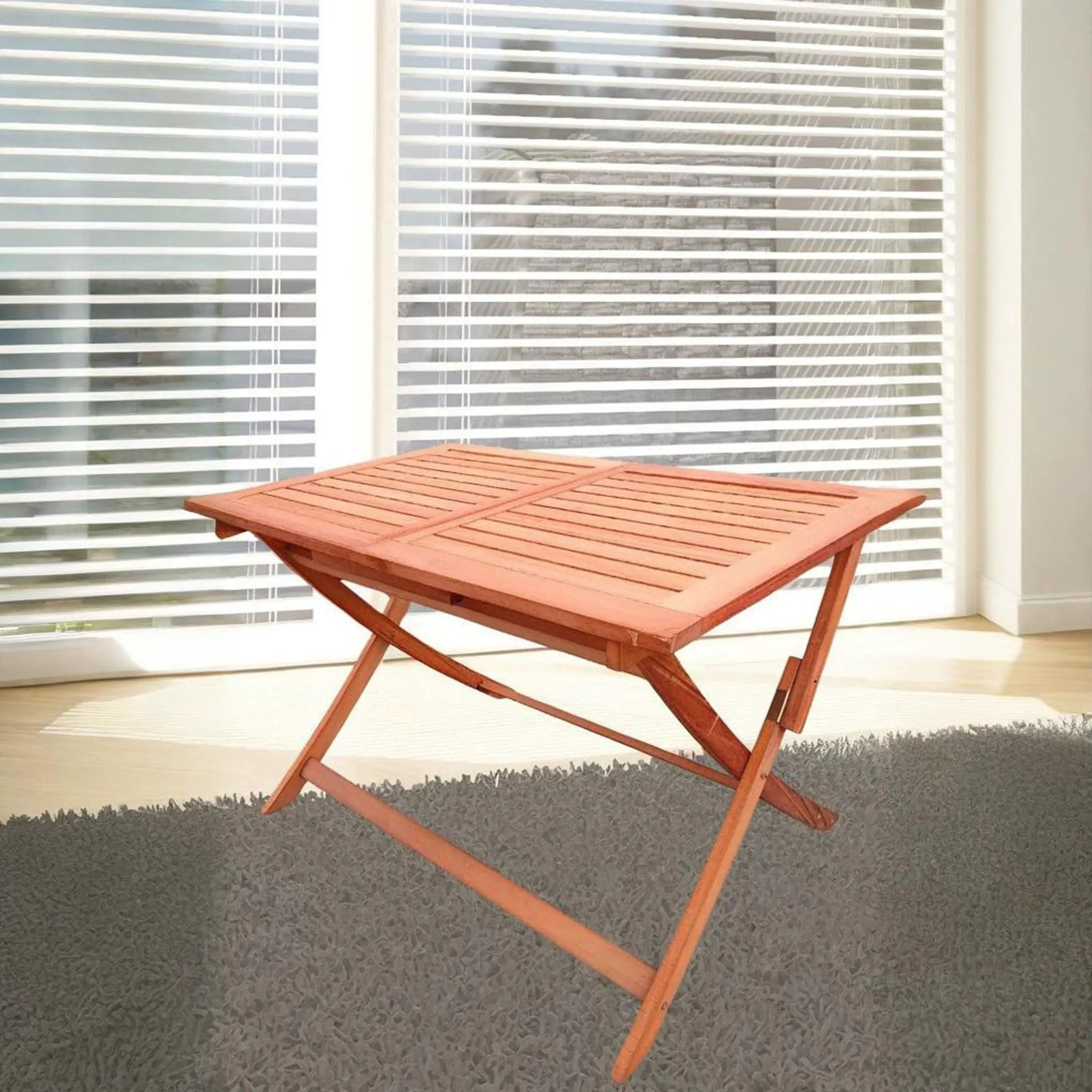 Foldable Patio Dining Set With 1 Dining Table, Indoor And Outdoor Use, Solid Wood - Teak by Unique Piece Furniture