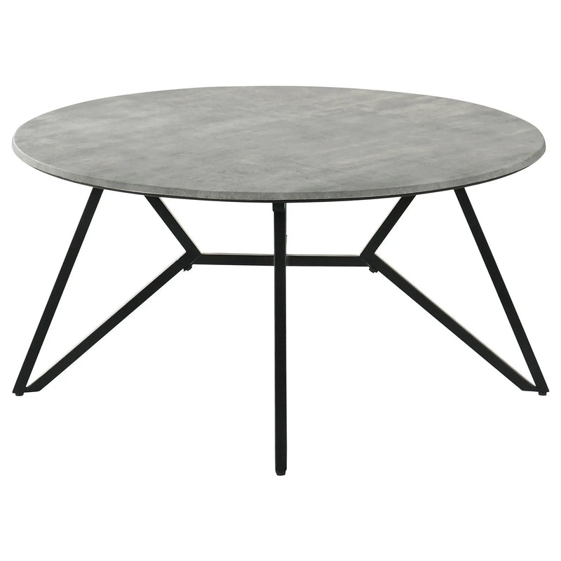 Hadi Round SmartTop Coffee Table Cement and Gunmetal by Unique Piece Furniture