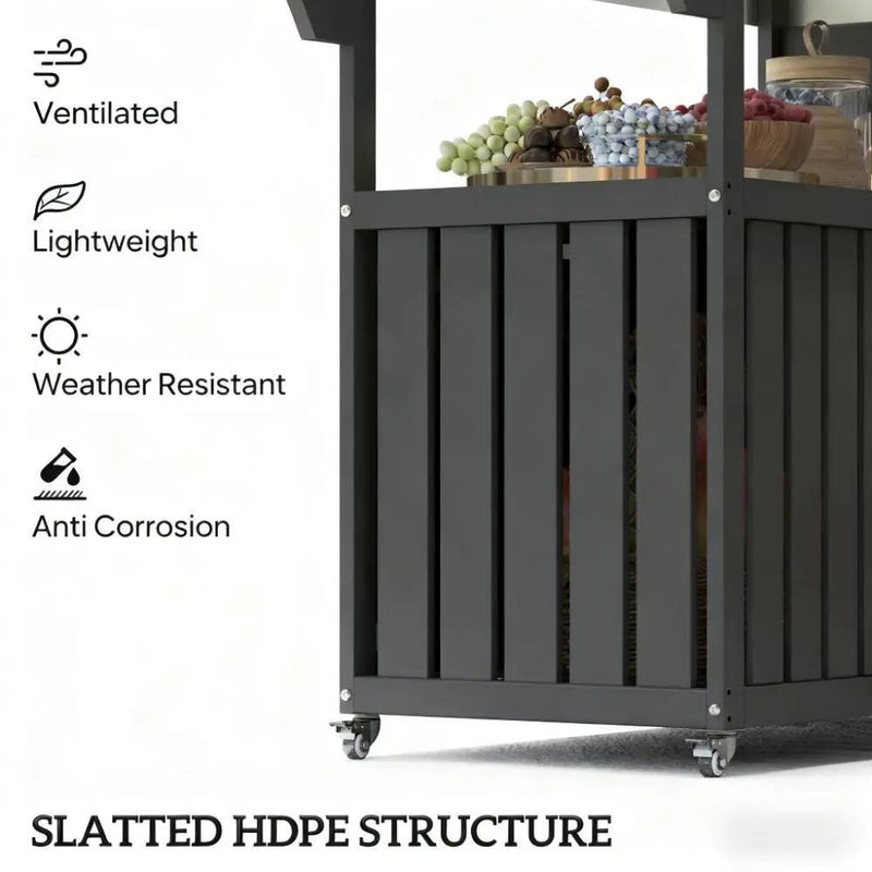 Outdoor Bar Cart with Storage and Stainless Steel Top by HouseOfZazla