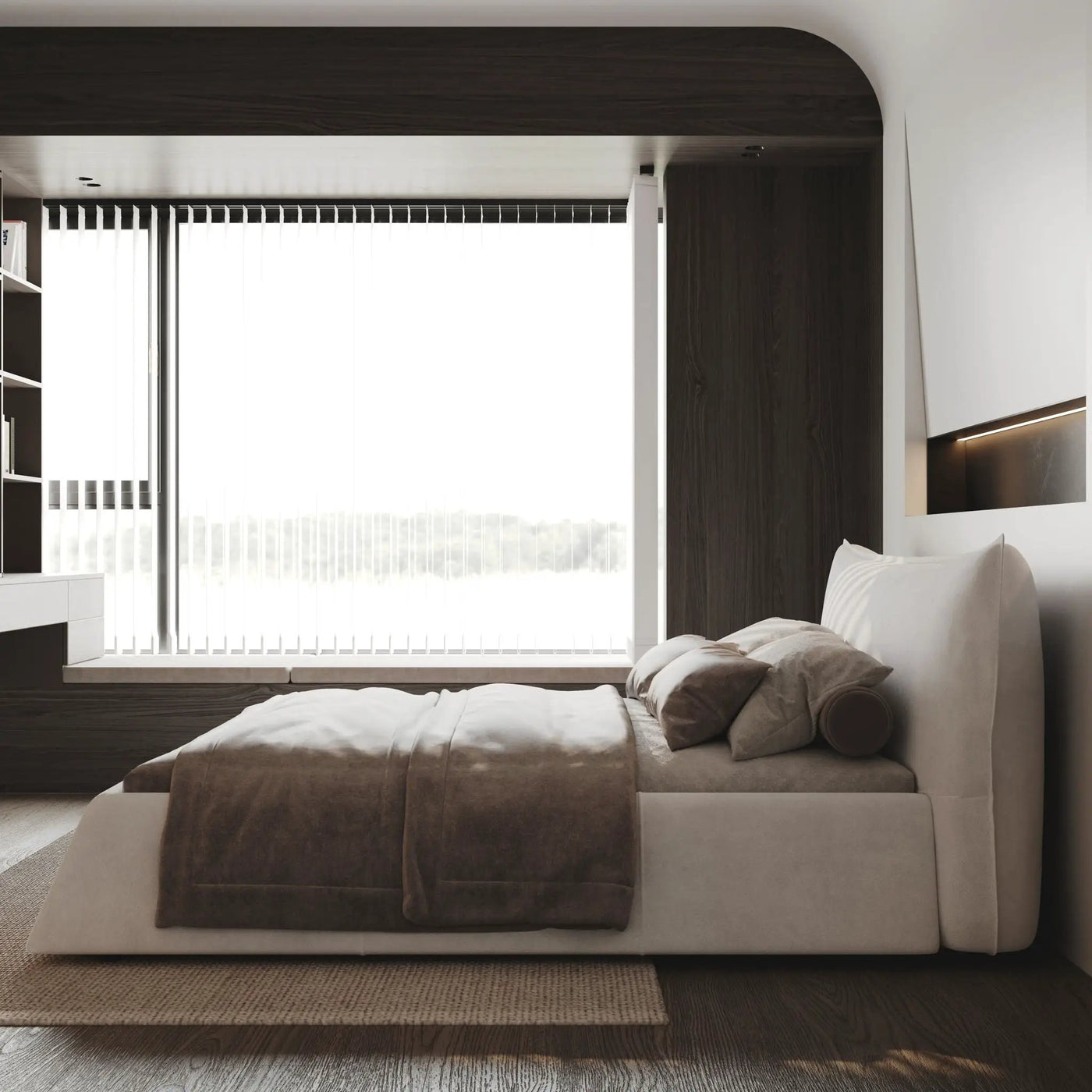 Upholstered Platform Bed With Special Shaped Headboard by HouseOfZazla