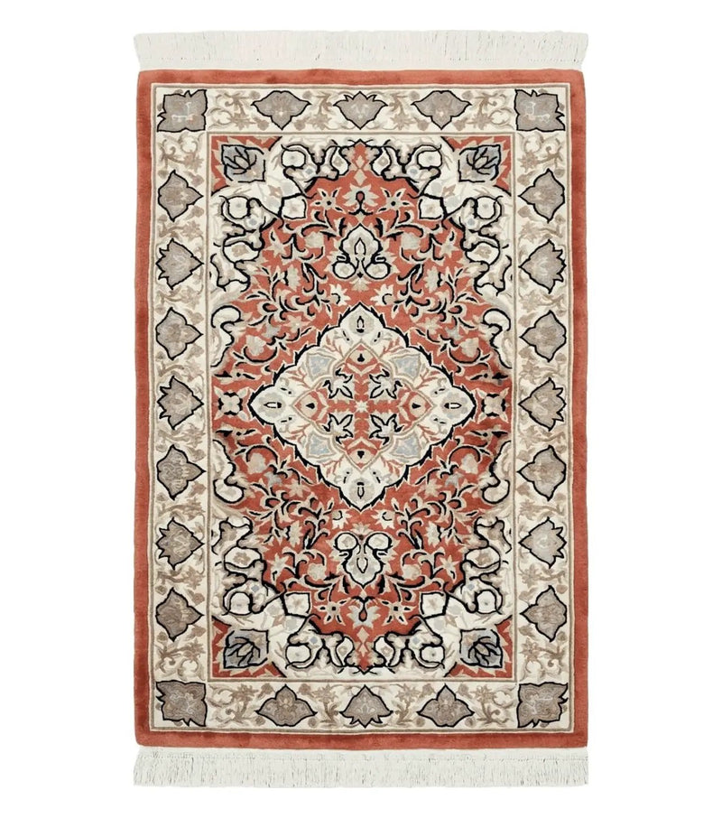 3x5 Red Chinese Plush Rug, Hand Knotted Soft Wool Carpet, Medallion Rug, Fine Vintage Rug, 120 Line, Small Area Rug by Jewel Rugs