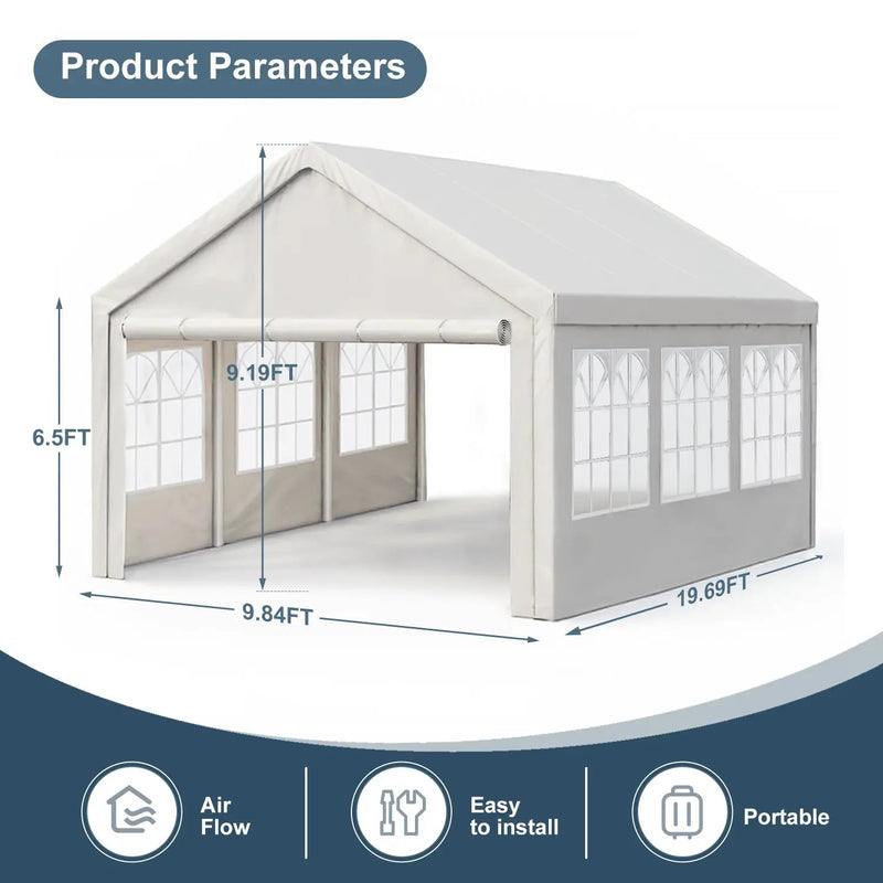 10'x20' Carport Canopy Tent with Removable Sidewalls by HouseOfZazla