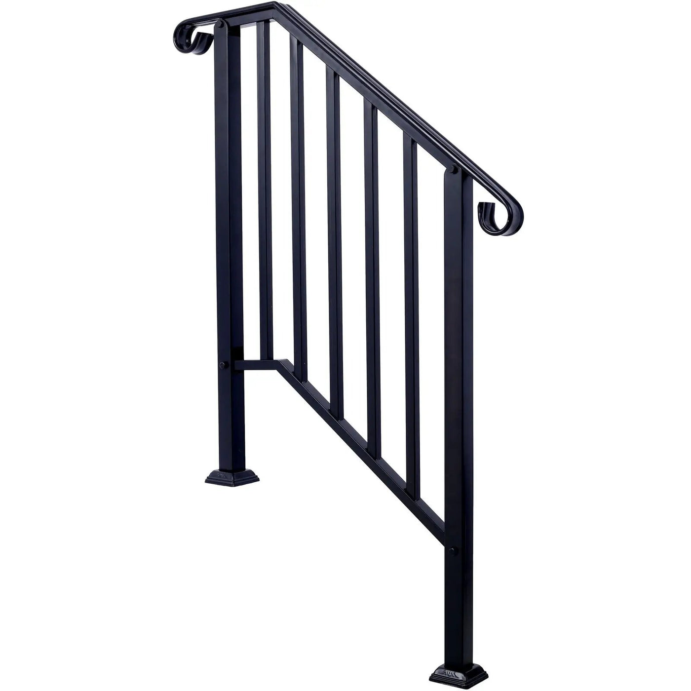 Handrails For Outdoor Steps, Fit 2 Or 3 Steps Outdoor Stair Railing, Wrought Iron Handrail, Flexible Porch Railing, Transitional Handrails For Concrete Steps Or Wooden Stairs by HouseOfZazla