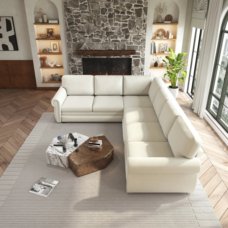 118" L-Shaped Convertible Sofa Bed by HouseOfZazla