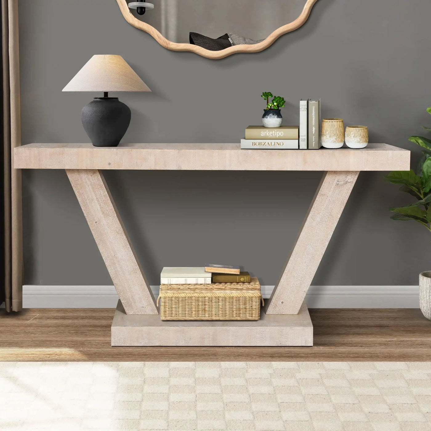 Vintage Distressed Wood Entryway Bench With 2 Tier Storage Cabinet by Unique Piece Furniture