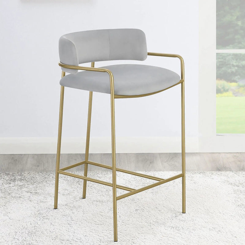 Low Back Upholstered Stool - Gray by HouseOfZazla