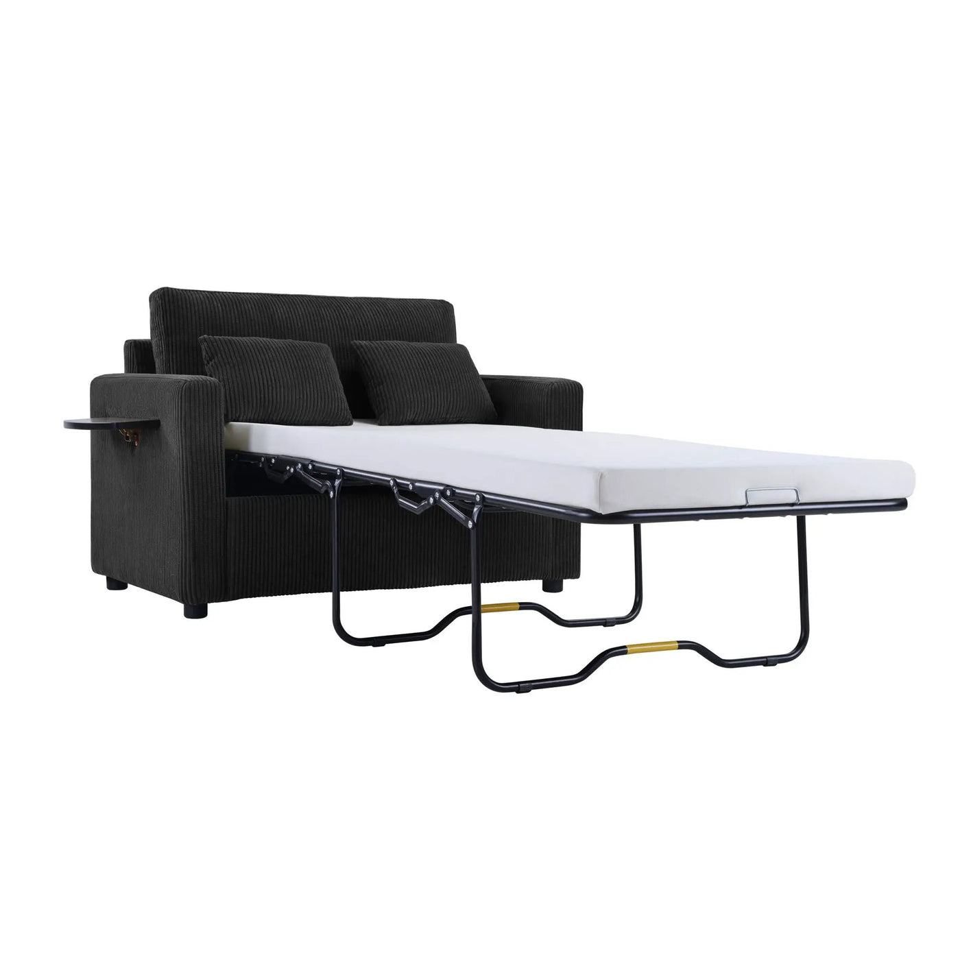 Sleeper Sofa With Foldable Mattress, USB Ports, Side Table & Storage Pocket by HouseOfZazla