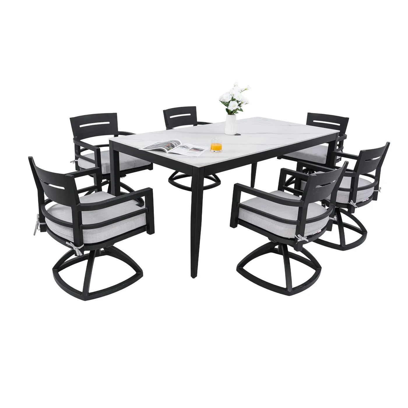 Modern Outdoor Patio Dining Set With Table And Chairs With Sunbrella Cushions by HouseOfZazla