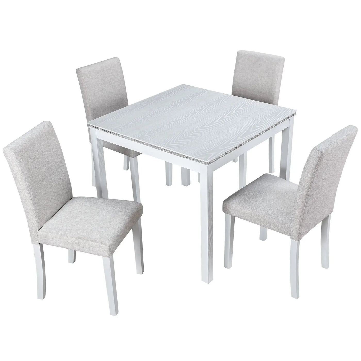 Dining Table Set With Crystal Decoration And Upholstered Chairs by HouseOfZazla