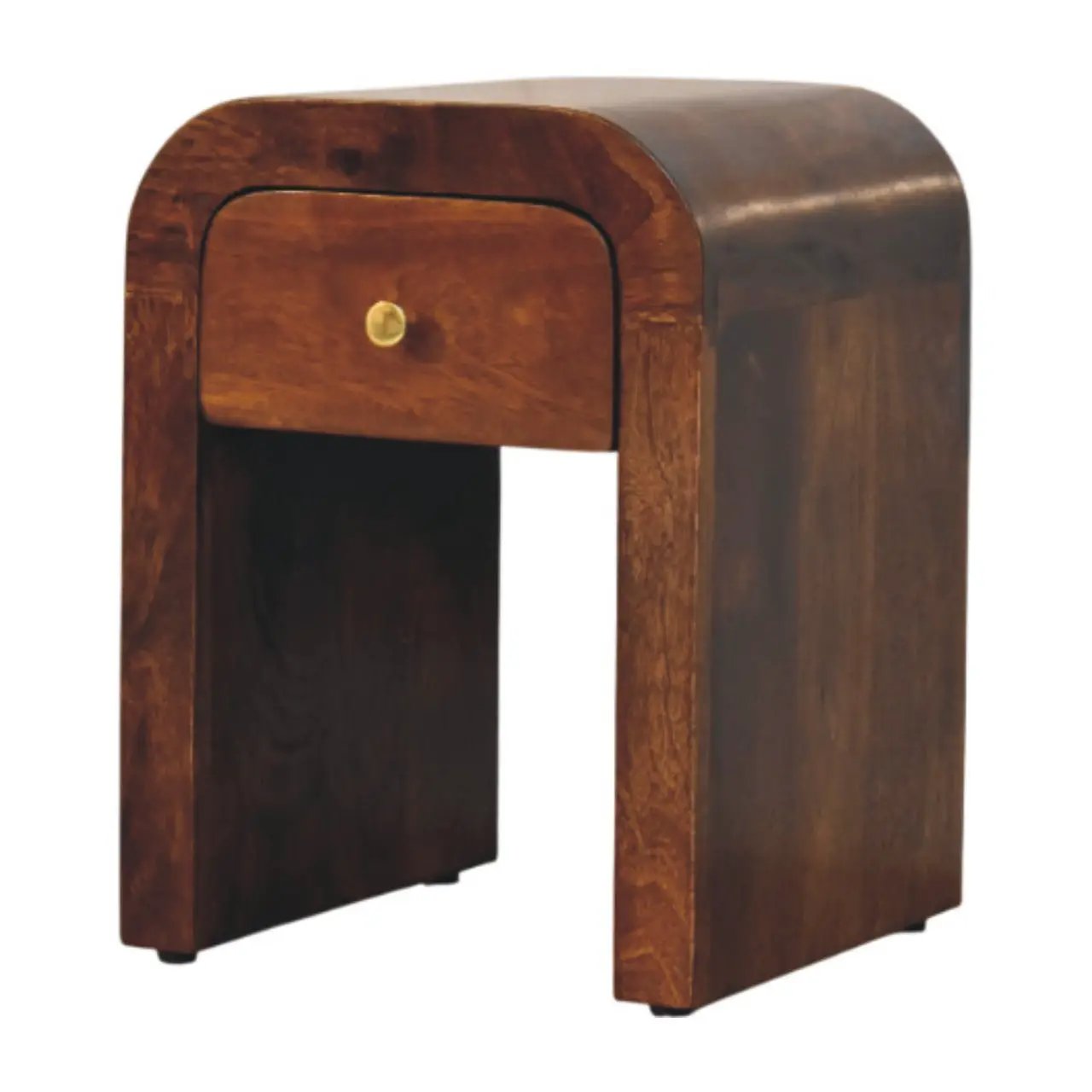Mini Darcy Chestnut Nightstand with Curved Edges, 1-Drawer by HouseOfZazla