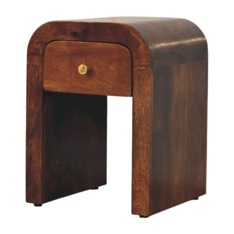 Mini Darcy Chestnut Nightstand with Curved Edges, 1-Drawer by HouseOfZazla