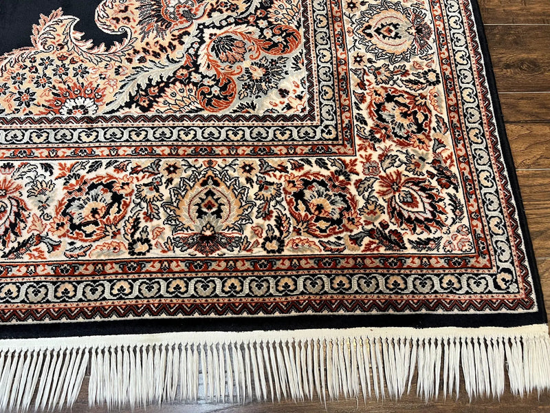 Karastan Rug 10x13, Karastan Ebony Kirman Rug, Room SIzed Wool Pile Vintage Karastan Carpet, Belgium Power Loomed Rug, Black Semi Open Field by Jewel Rugs