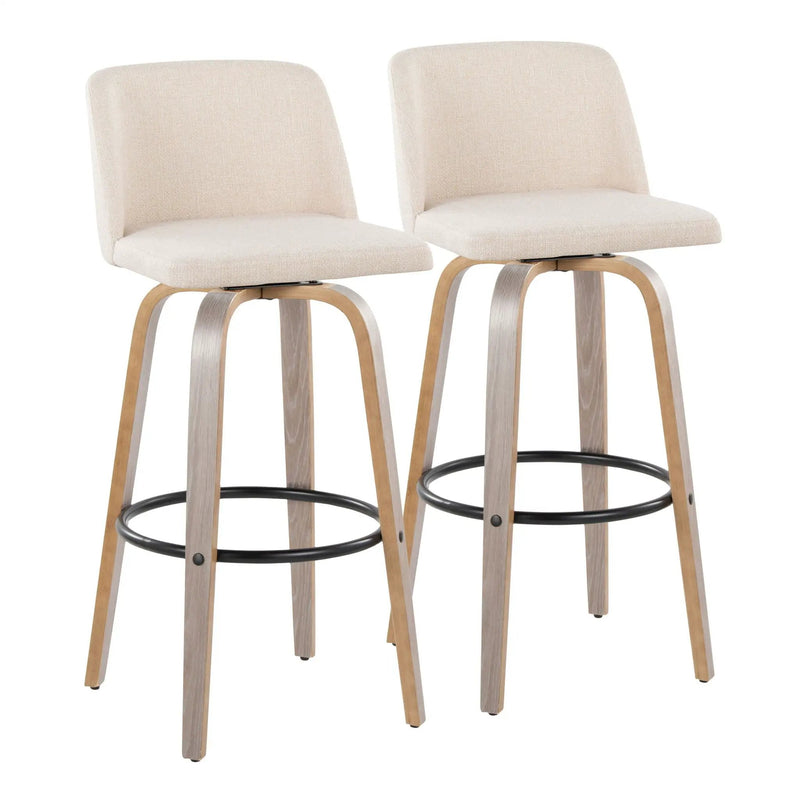 Toriano - Contemporary Fixed Height Barstool With Swivel With Round Footrest Comfort And Style (Set of 2) by Unique Piece Furniture