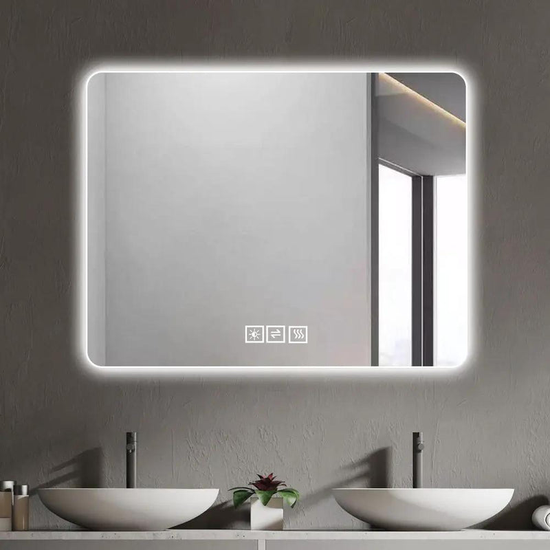 28" Bathroom Mirror With LED Lights Front And Backlit, Anti-Fog Lighted Vanity Mirrors For Wall Mounted And 5 Level Dimmable, Horizontal / Vertical - Clear by HouseOfZazla