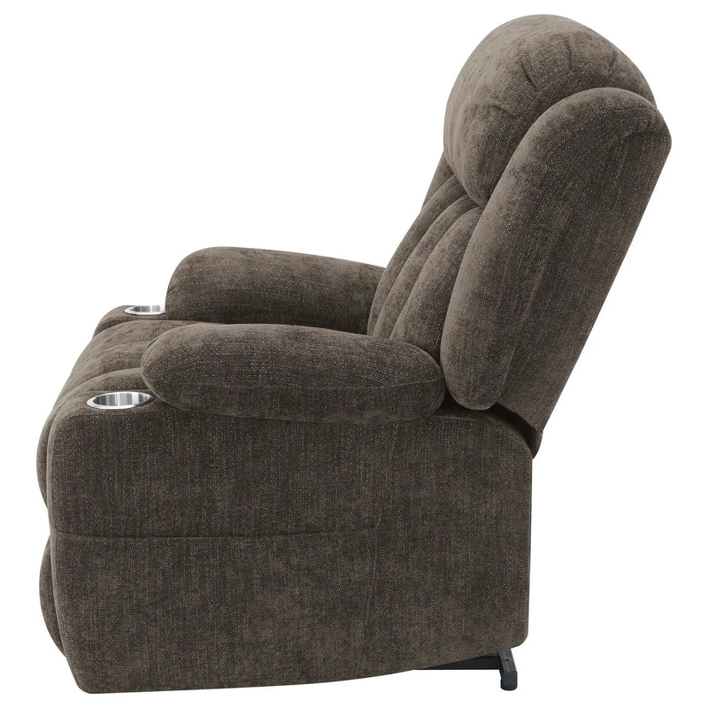 Beca - Upholstered Power Lift Recliner With Cupholders And USB Charging by HouseOfZazla