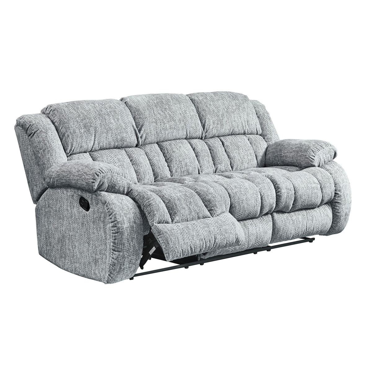 Modern Reclining Sofa with Channel Back Support - Gray or Black, photo 4 of 12
