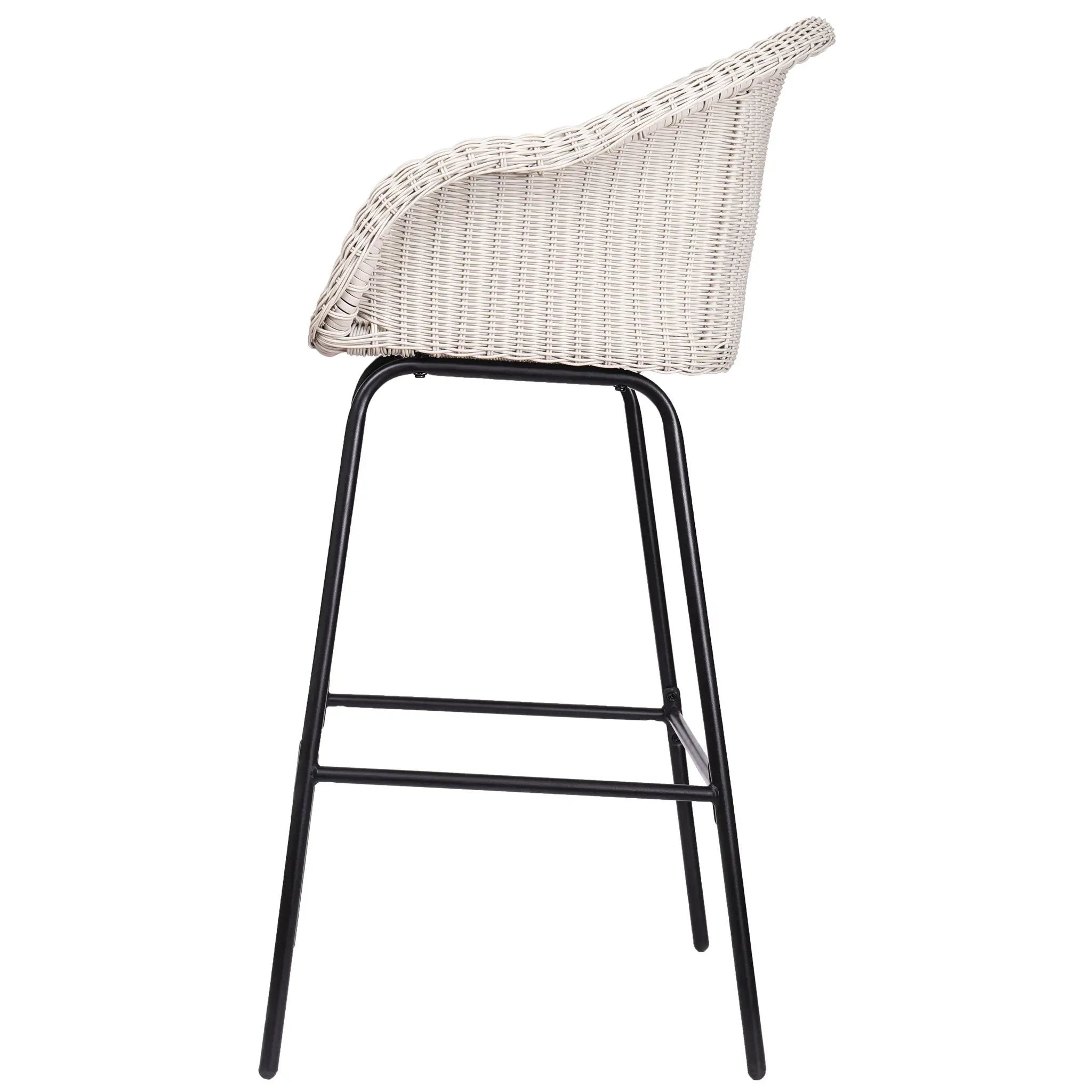Ladd Outdoor Metal Wicker Barstool Set of 2 - Light Gray by HouseOfZazla
