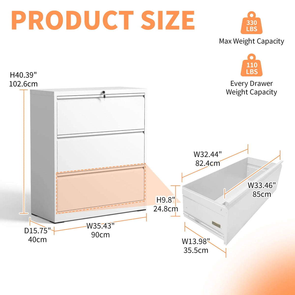 Premium Drawer Metal Lateral File Cabinet With Lock by HouseOfZazla