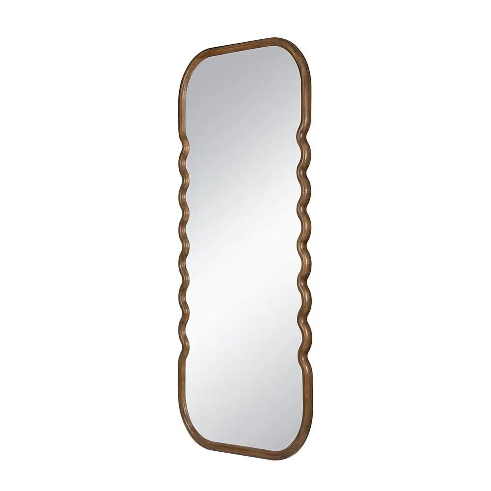 Oversized Wooden Floor Mirror With Unique Frame - Brown by HouseOfZazla
