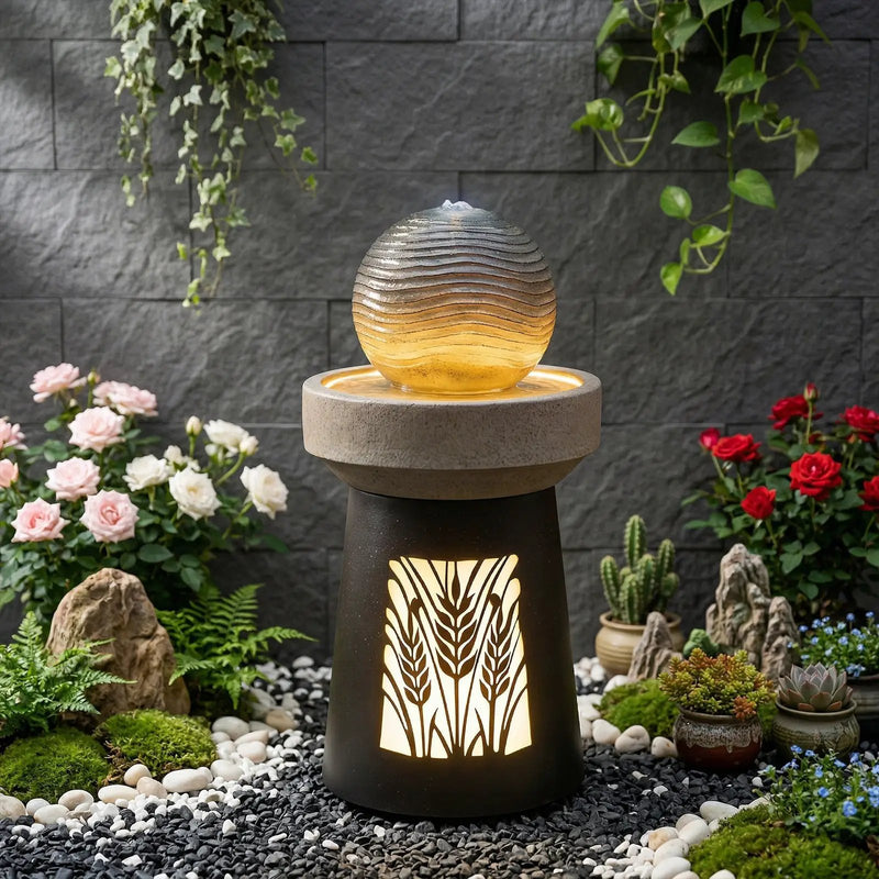 Outdoor Garden Lantern Light with Warm LED Leaf Silhouette by HouseOfZazla