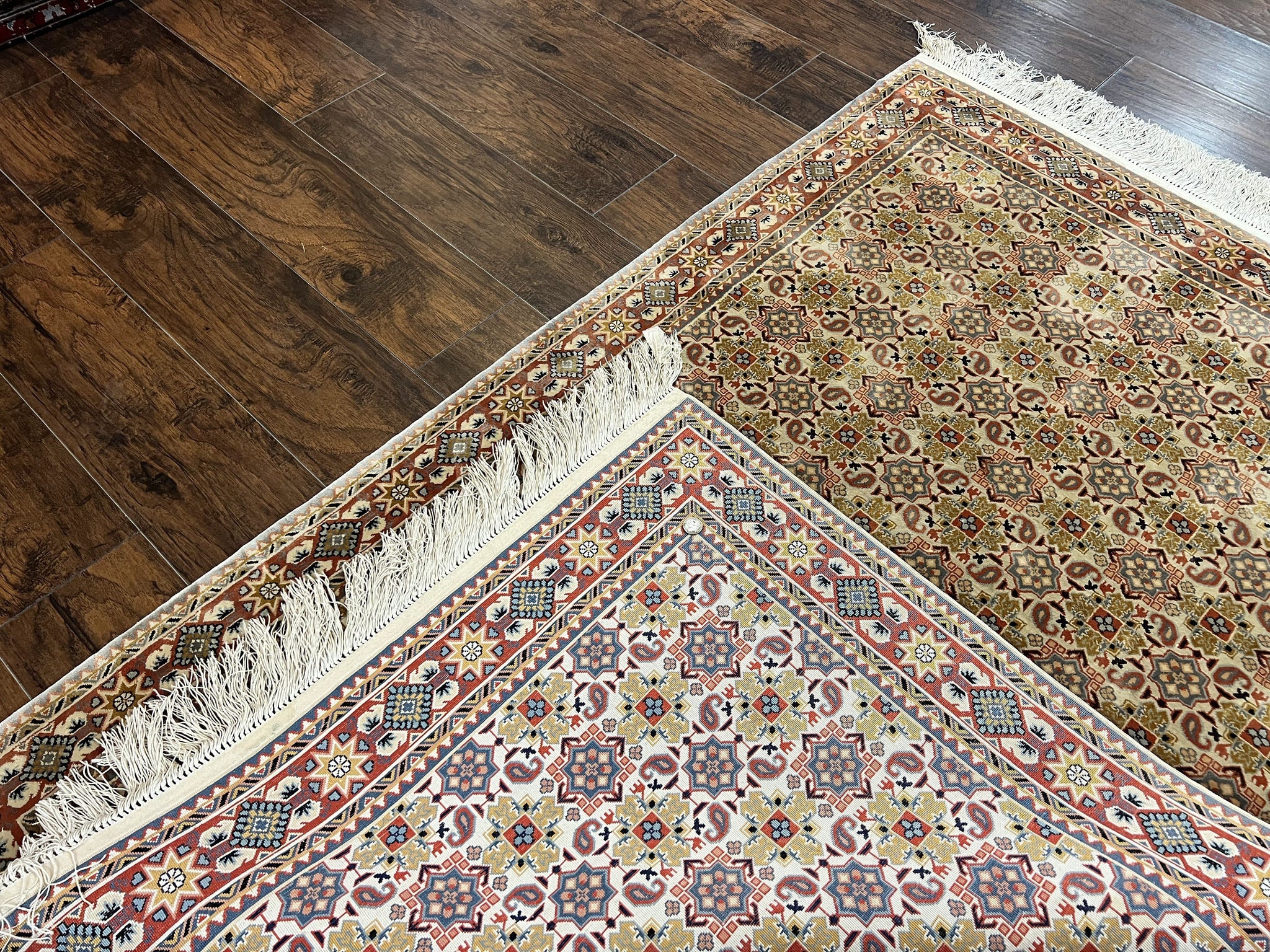 Turkish Kayseri Silk Rug 4x6, Hand Knotted Handmade Vintage Allover Pattern, Fine Silk Oriental Carpet 4 x 6 ft, Traditional Rug, Cream by Jewel Rugs