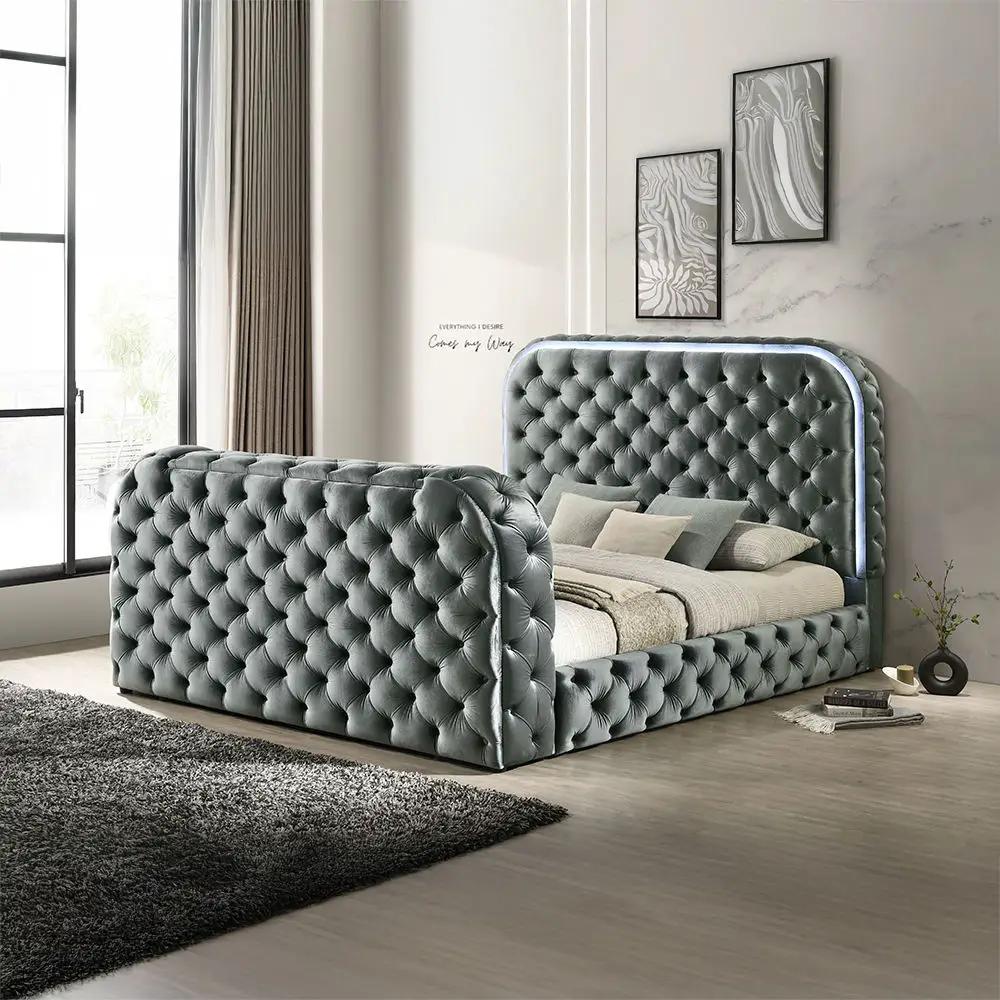 Kana - Bed With LED, Fireplace & TV Stand by Unique Piece Furniture