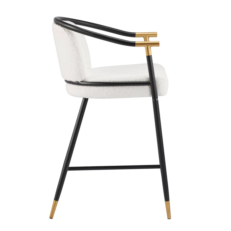 26" H Upholstered Counter Stool with Metal Frame (Set of 2) - Beige by HouseOfZazla