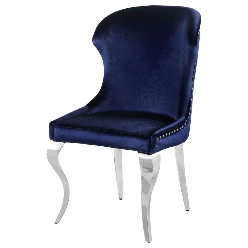 Cheyanne Upholstered Dining Side Chair Ink Blue (Set of 2) by Unique Piece Furniture