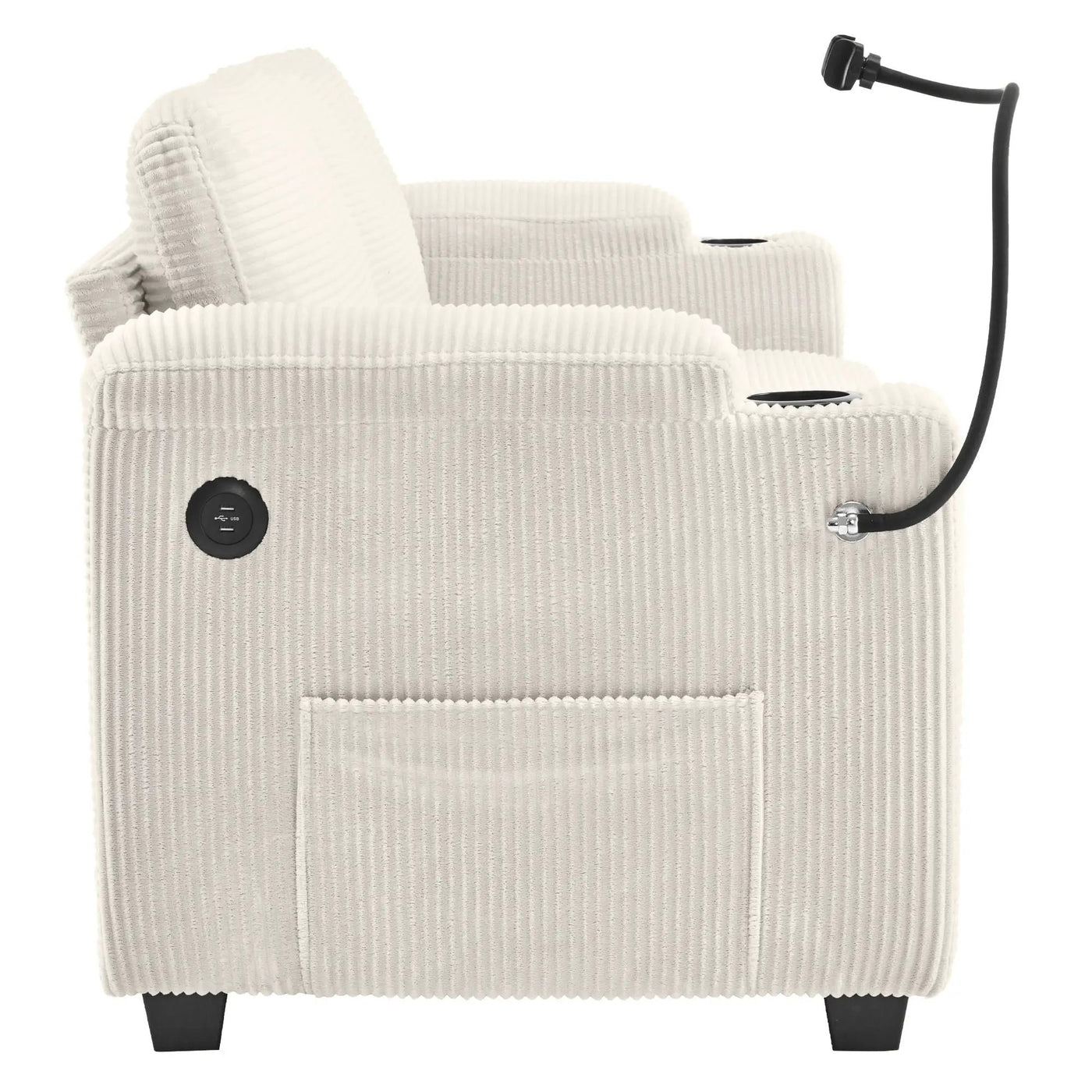 Sleeper Sofa Loveseat Sofa With Full Size Mattress, 2 USB Ports, 2 Cup Holders, 2 Side Pockets And Phone Holder by HouseOfZazla