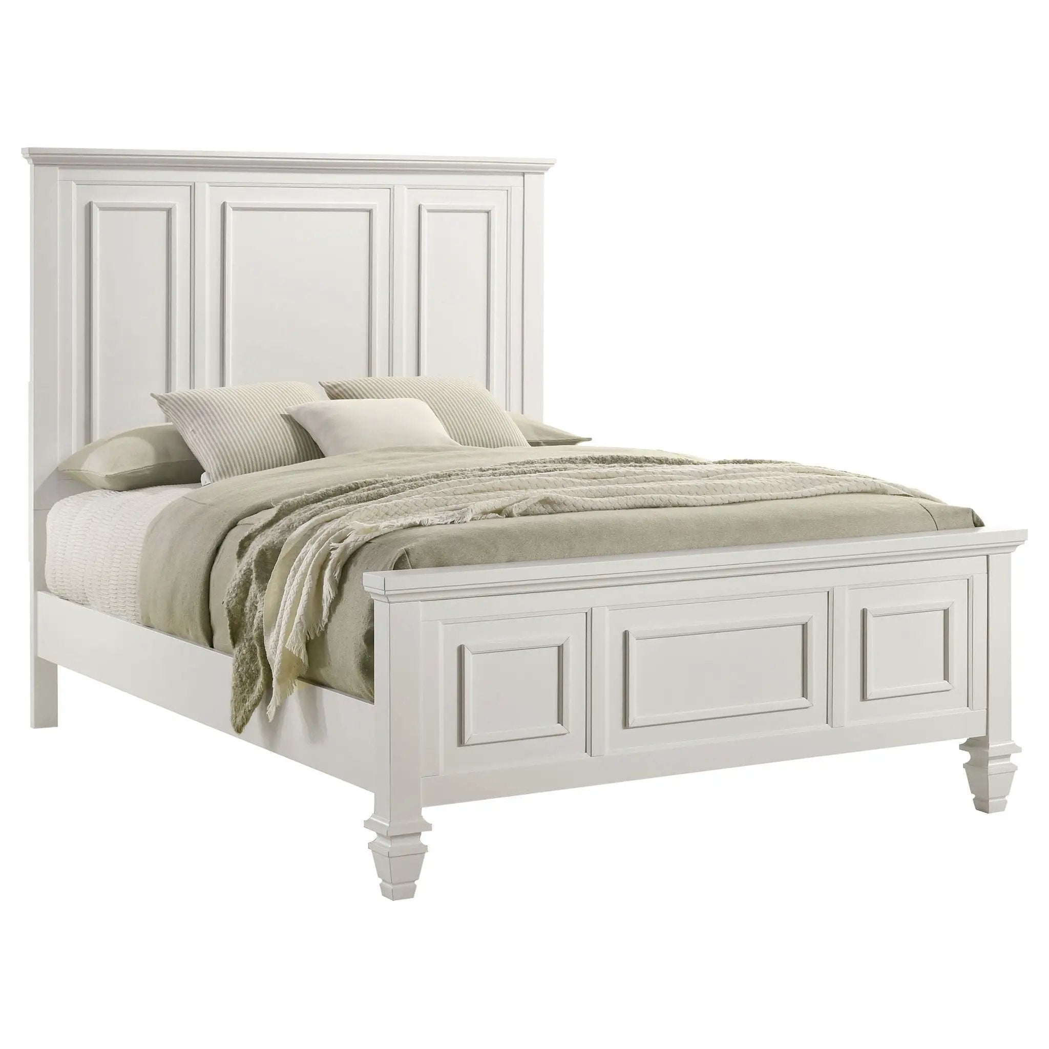 Sandy Beach Wood Queen Panel Bed Cream White by Unique Piece Furniture