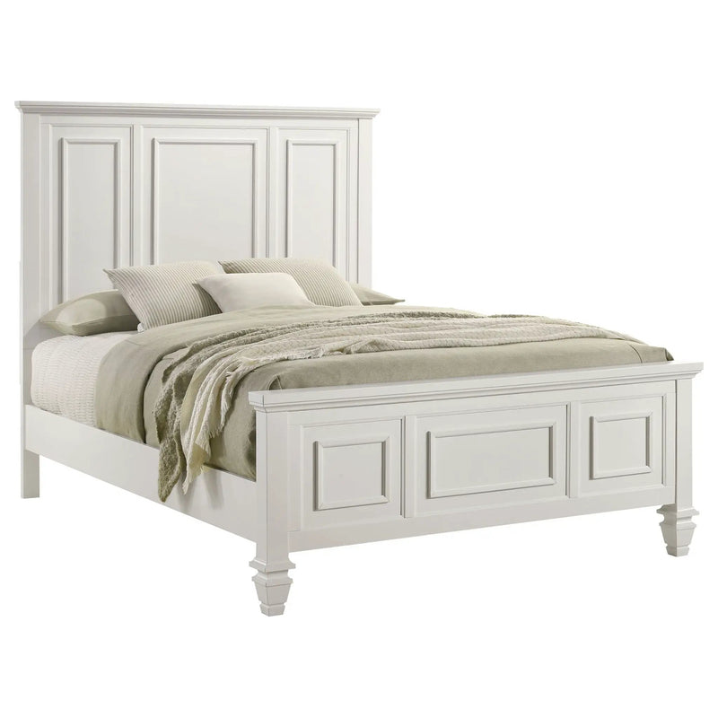 Sandy Beach Wood Queen Panel Bed Cream White by Unique Piece Furniture