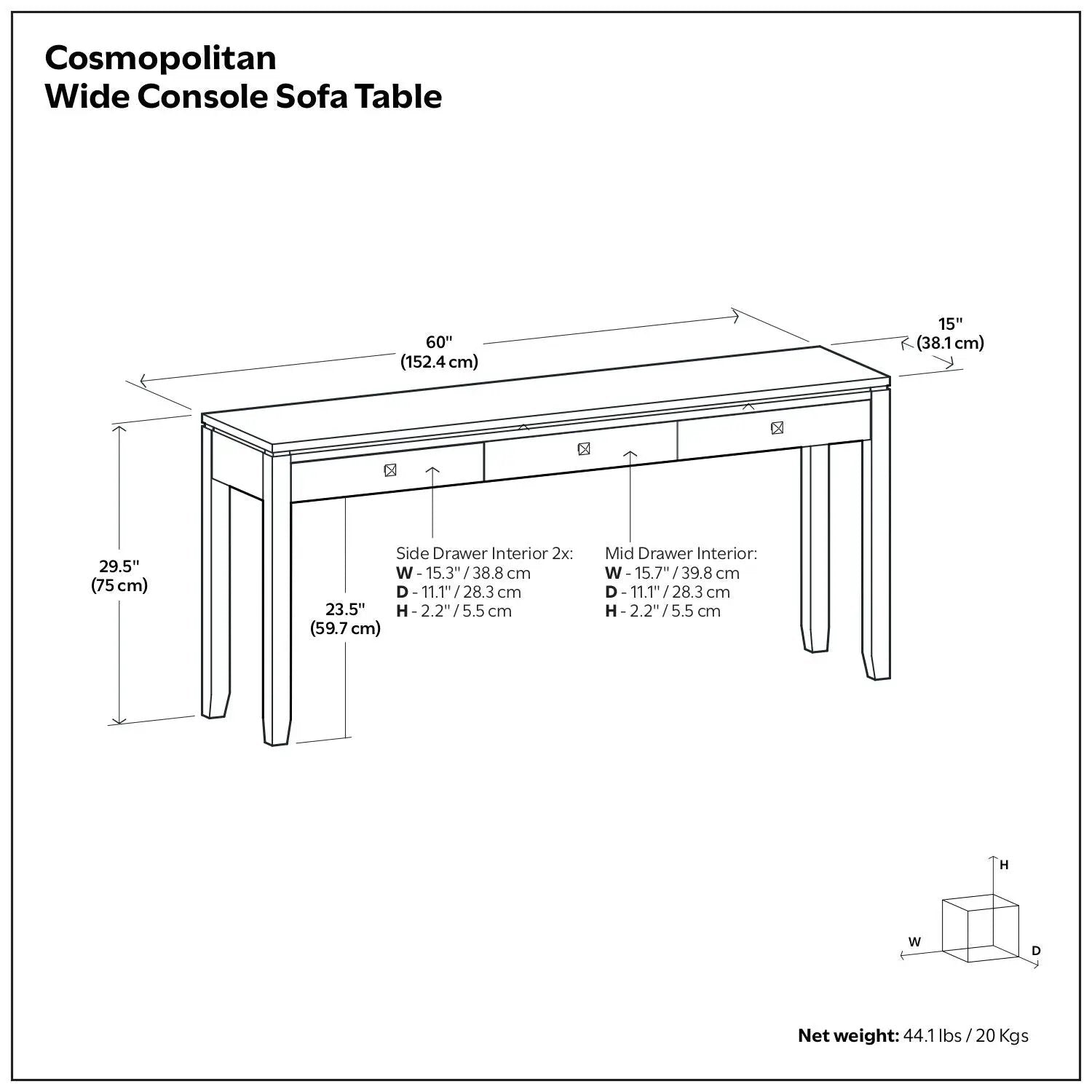 Cosmopolitan - Wide Console Sofa Table - Mahogany Brown by HouseOfZazla