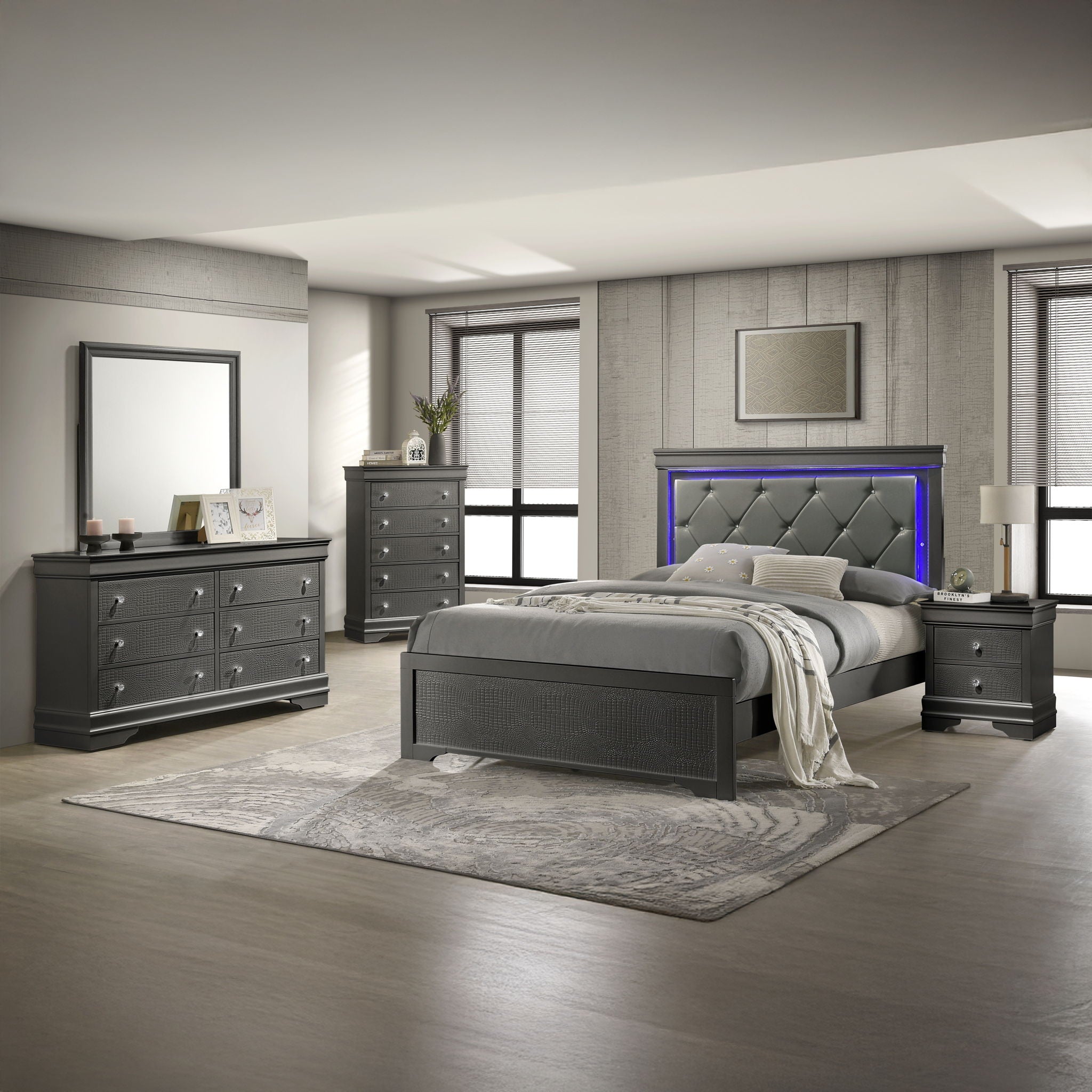 Blaze - Bedroom Set With LED Headboard by HouseOfZazla